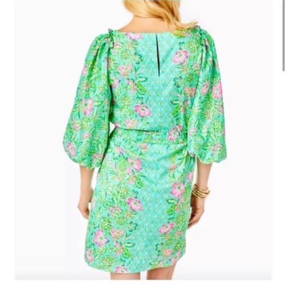 NWT Lilly Pulitzer Barbara Sleeved Dress Surf Blue Oh Diamond Girl XS 🐰Easter - Picture 5 of 5